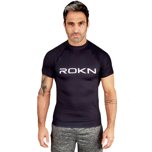 RASHGUARD ROKN STAMP SHORT SLEEVE BLACK